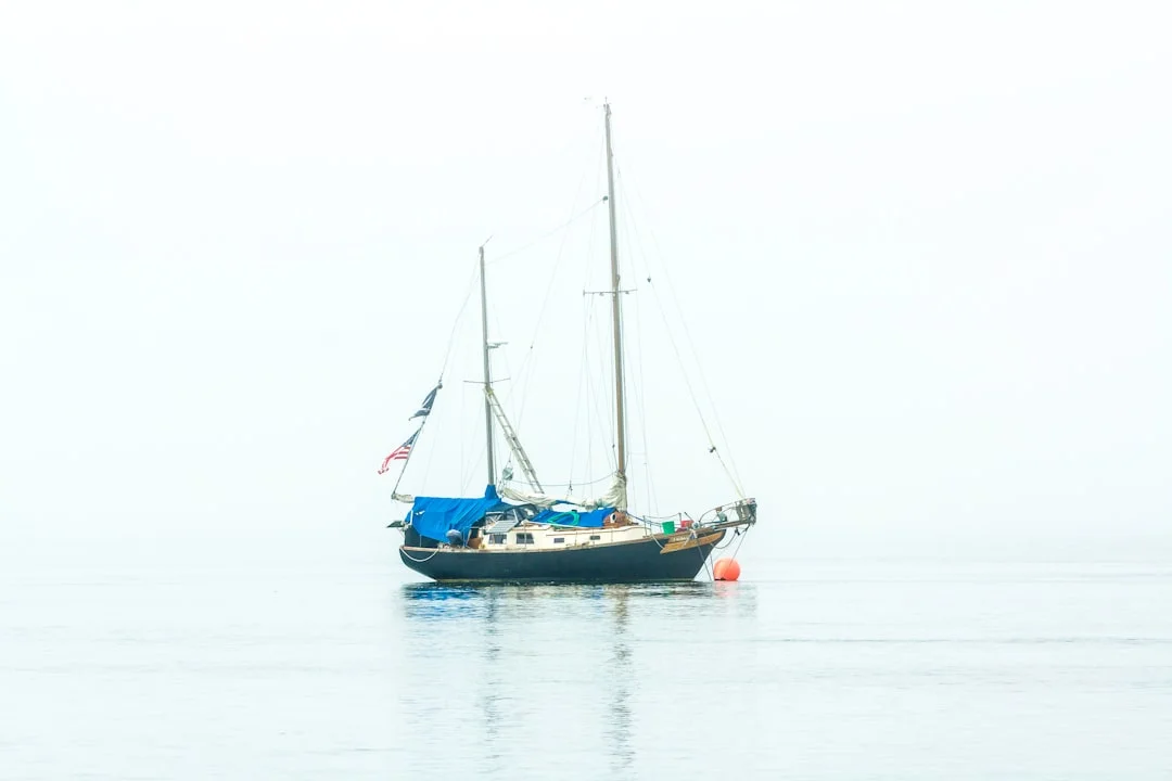 Sailboat anchored in a calm bay with clear water