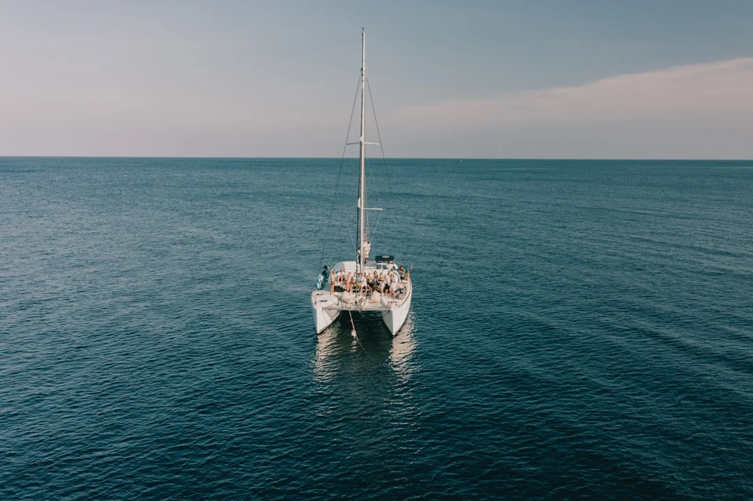 Yacht under sail in the Andaman Sea between Thailand and Malaysia
