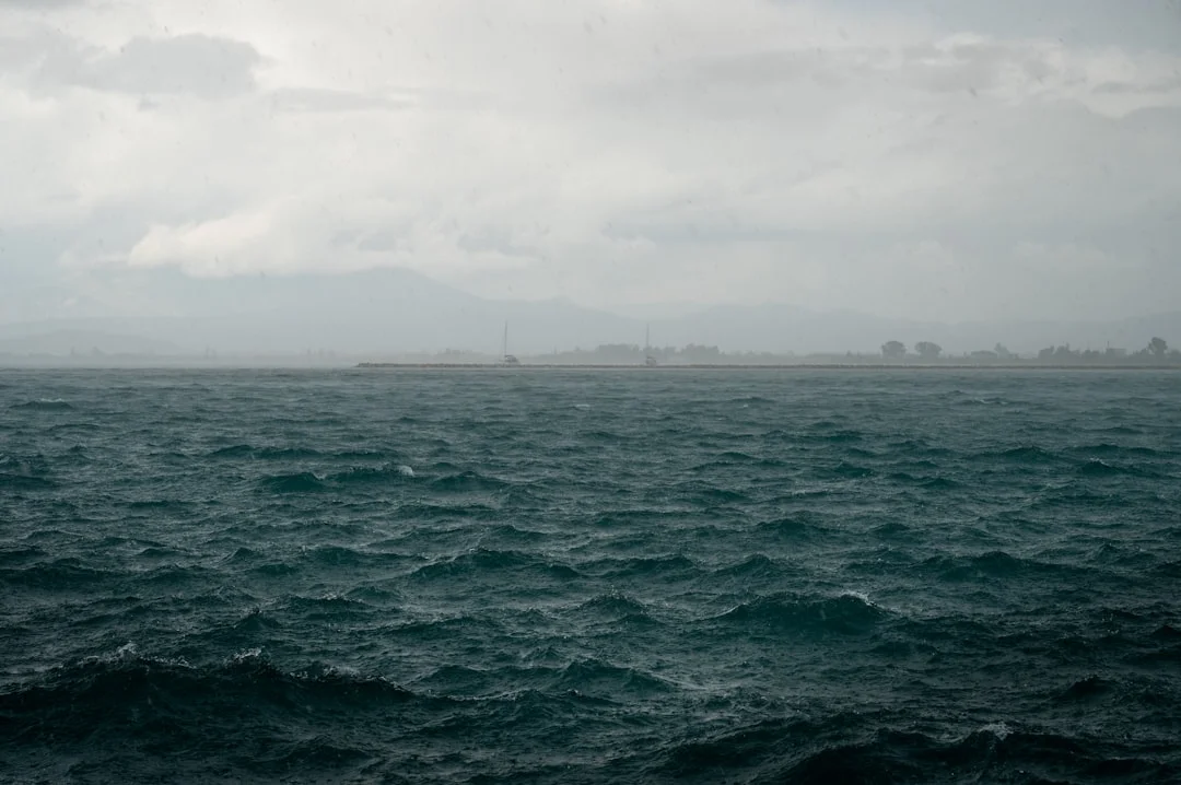 Dark ocean waves under stormy sky on the North Atlantic