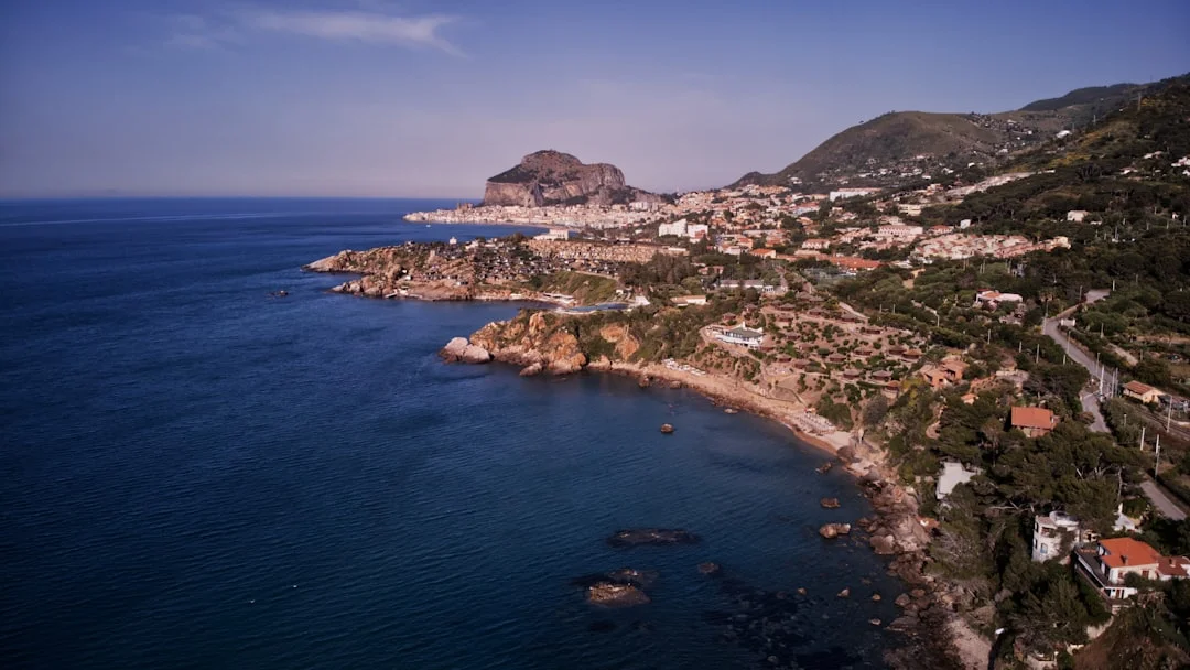 Aerial view of southeast Sicily coastline
