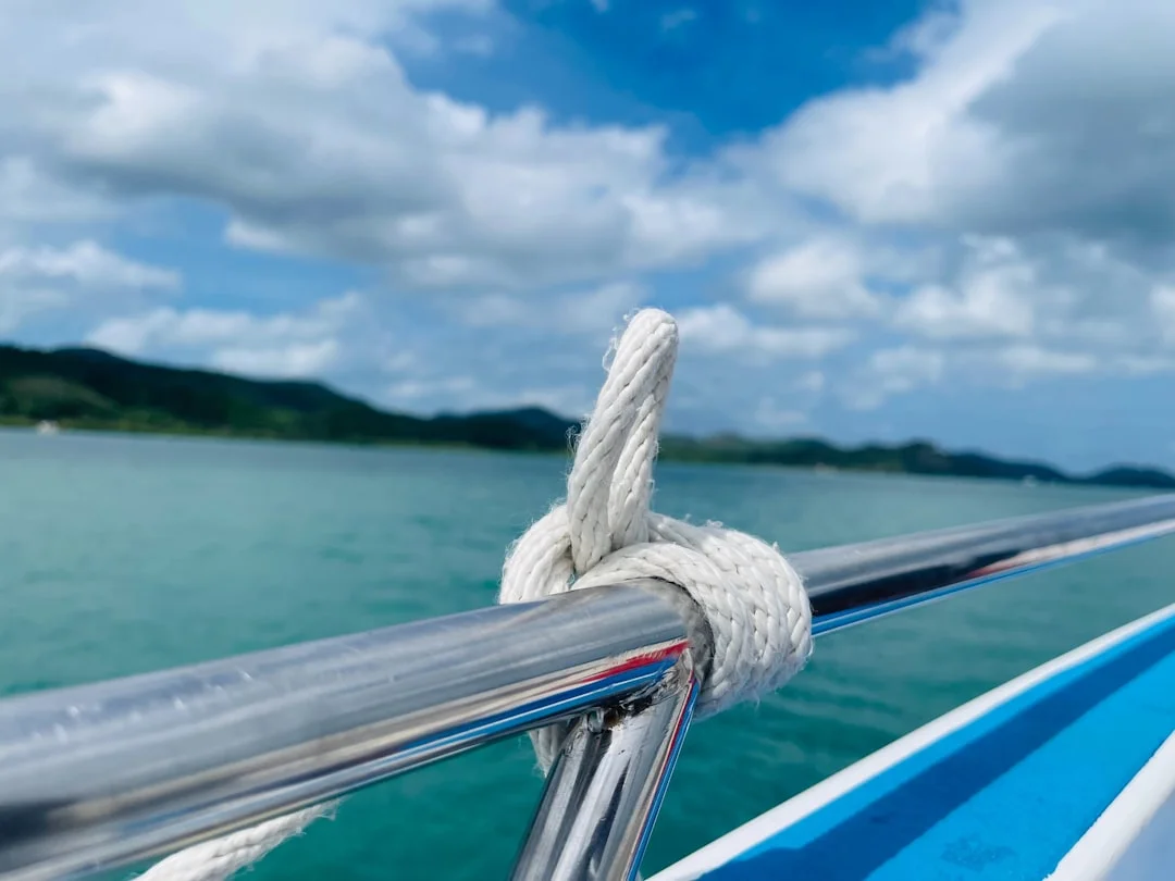 Anchor rope tied off on a boat bow cleat