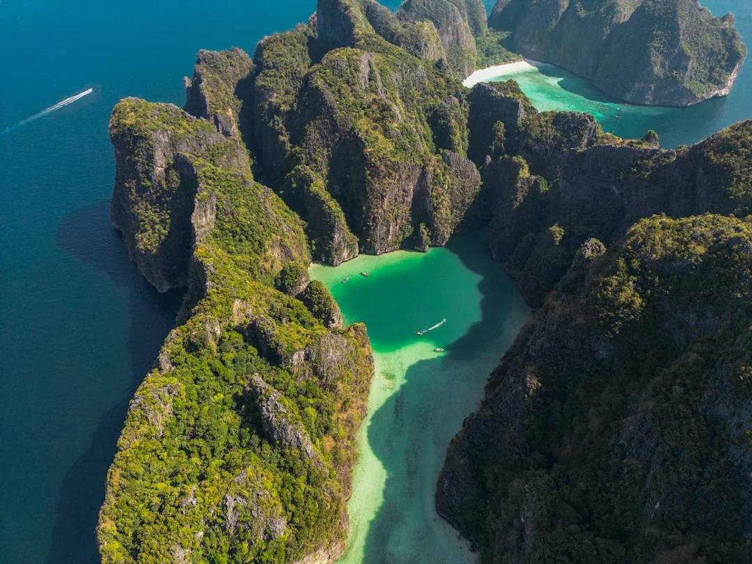Phi Phi Islands turquoise lagoon Pileh and Maya Bay Thailand