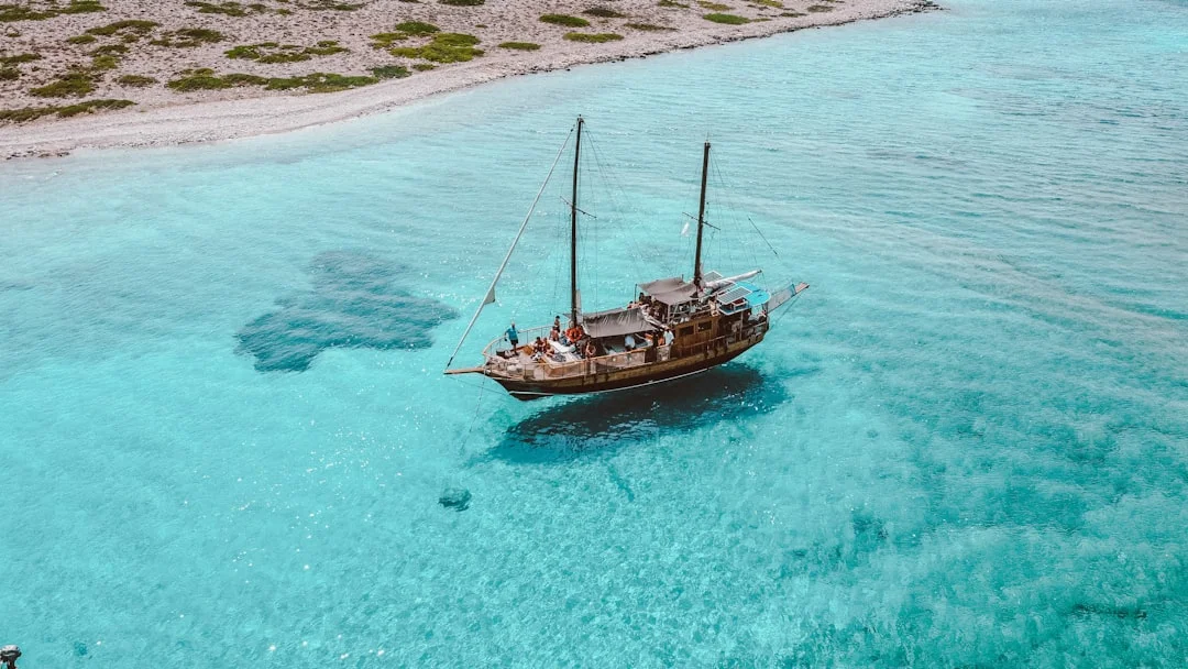 Sailing yacht crossing the Cyclades islands in Greece