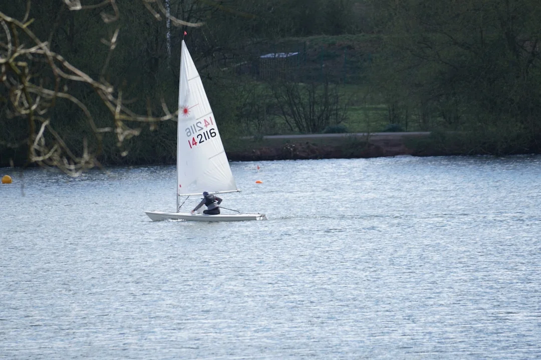 Solo sailor in a small sailing dinghy