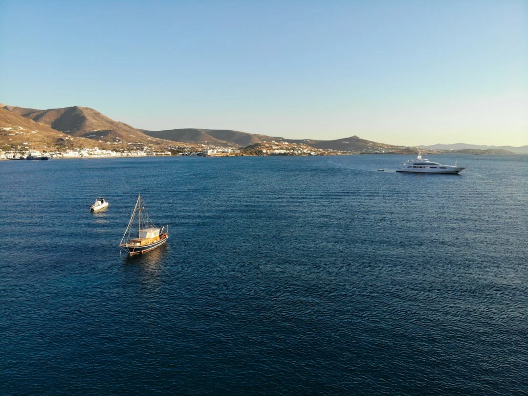 Whitecaps in a Meltemi funnel between Cyclades islands