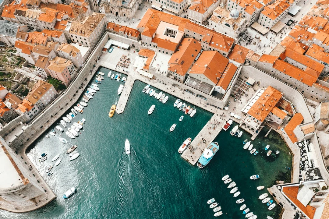 ACI Dubrovnik marina basin in Komolac with surrounding hills