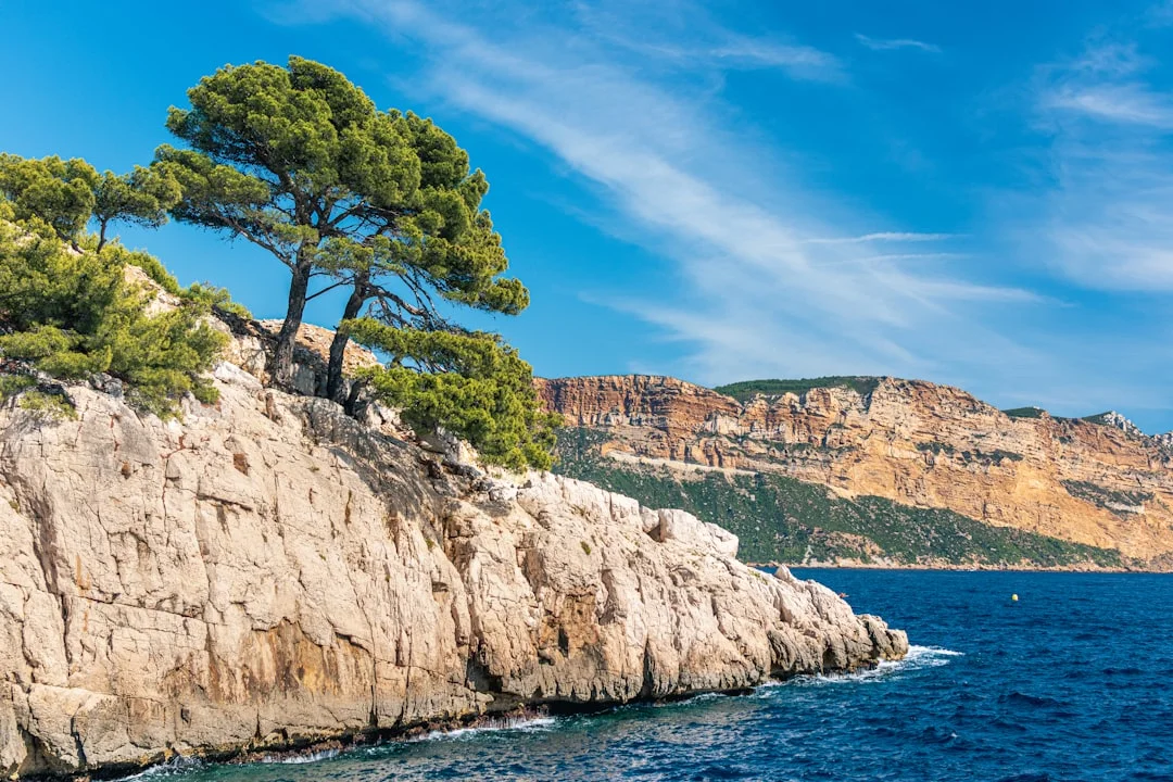 Sailboats near a Cote d'Azur coastal town