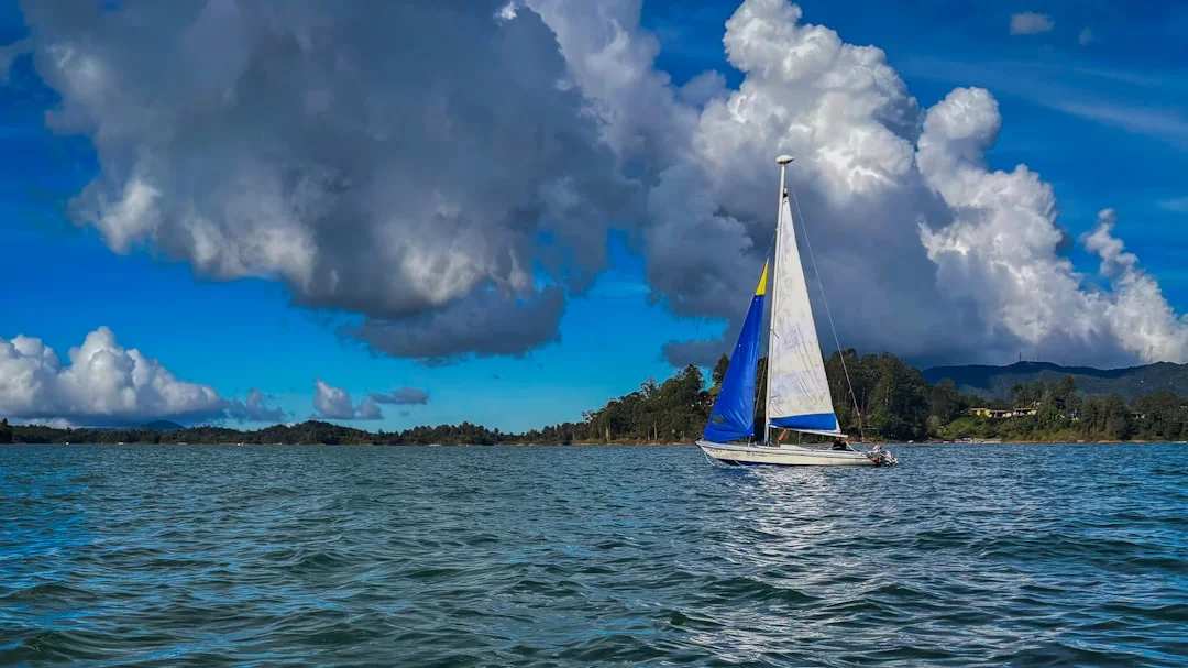 Afternoon anchorage in the Ionian with multiple sailboats and olive-covered hills