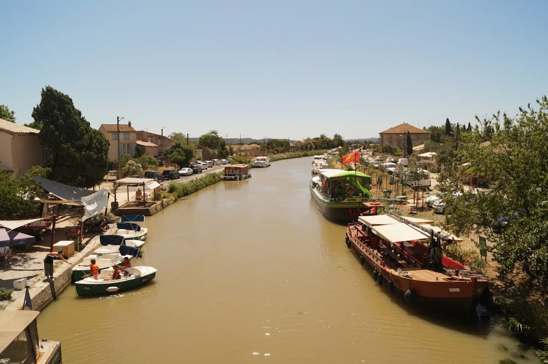 Halte nautique quay with bollards, power pedestals, and shower block in background